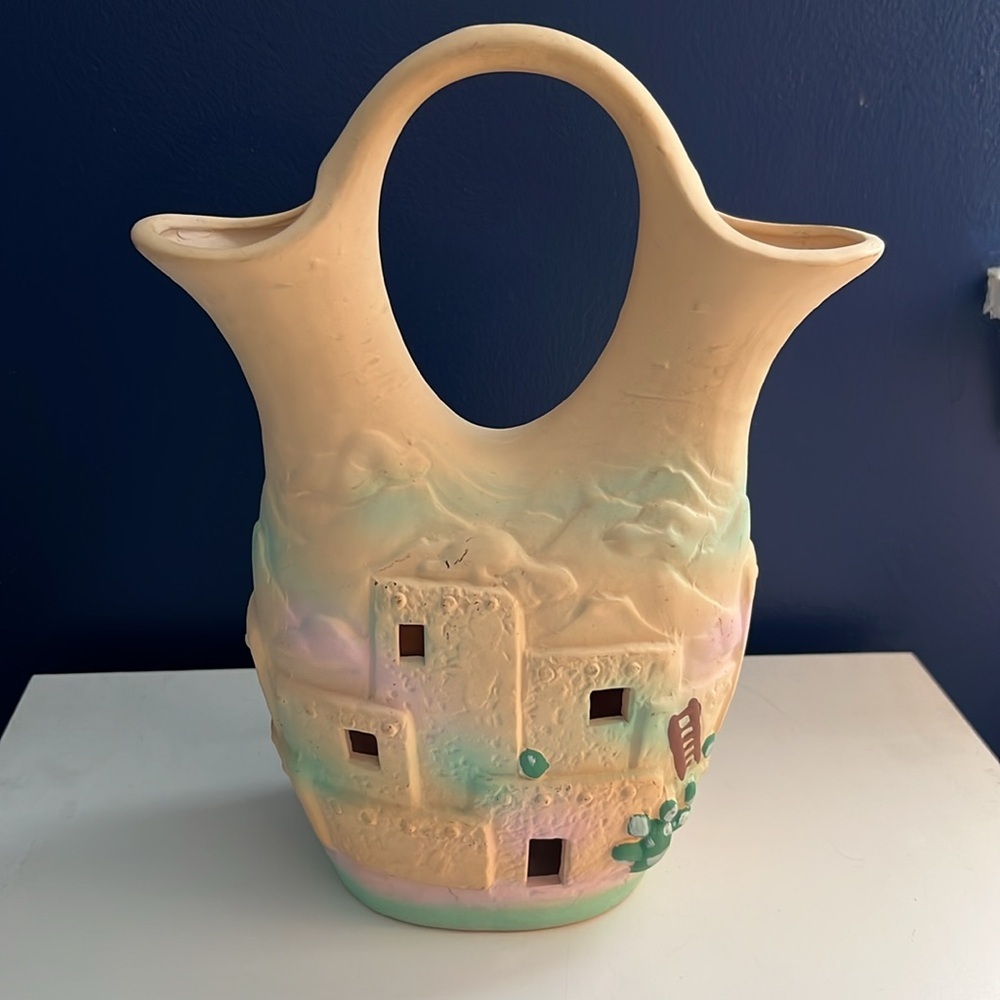 Vintage Native American Southwestern Cut-Out Pottery Wedding Vase - Picture 3 of 7